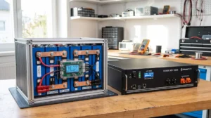 Banc de baterii LiFePO4 DIY cu celule prismatice și Smart BMS comparat cu o baterie de rack industrială