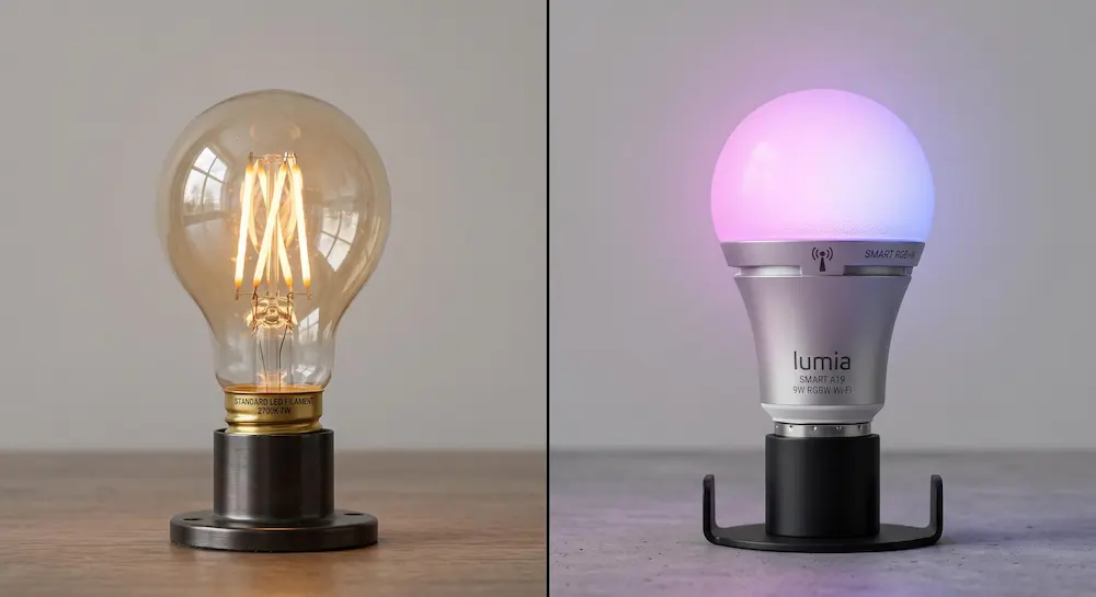Comparație între becuri LED clasice și becuri inteligente Smart RGB pentru iluminatul casei