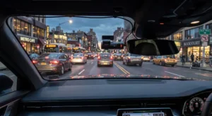 Camera auto duala fata si spate montata pe parbrizul unei masini cu mod parcare activat