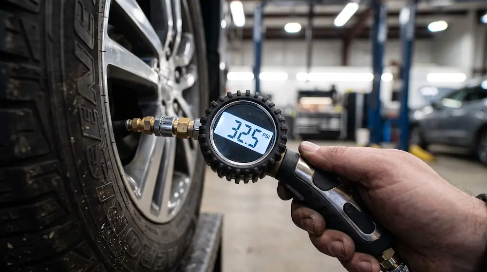 Verificarea presiunii din pneuri cu un manometru digital auto cu ecran iluminat